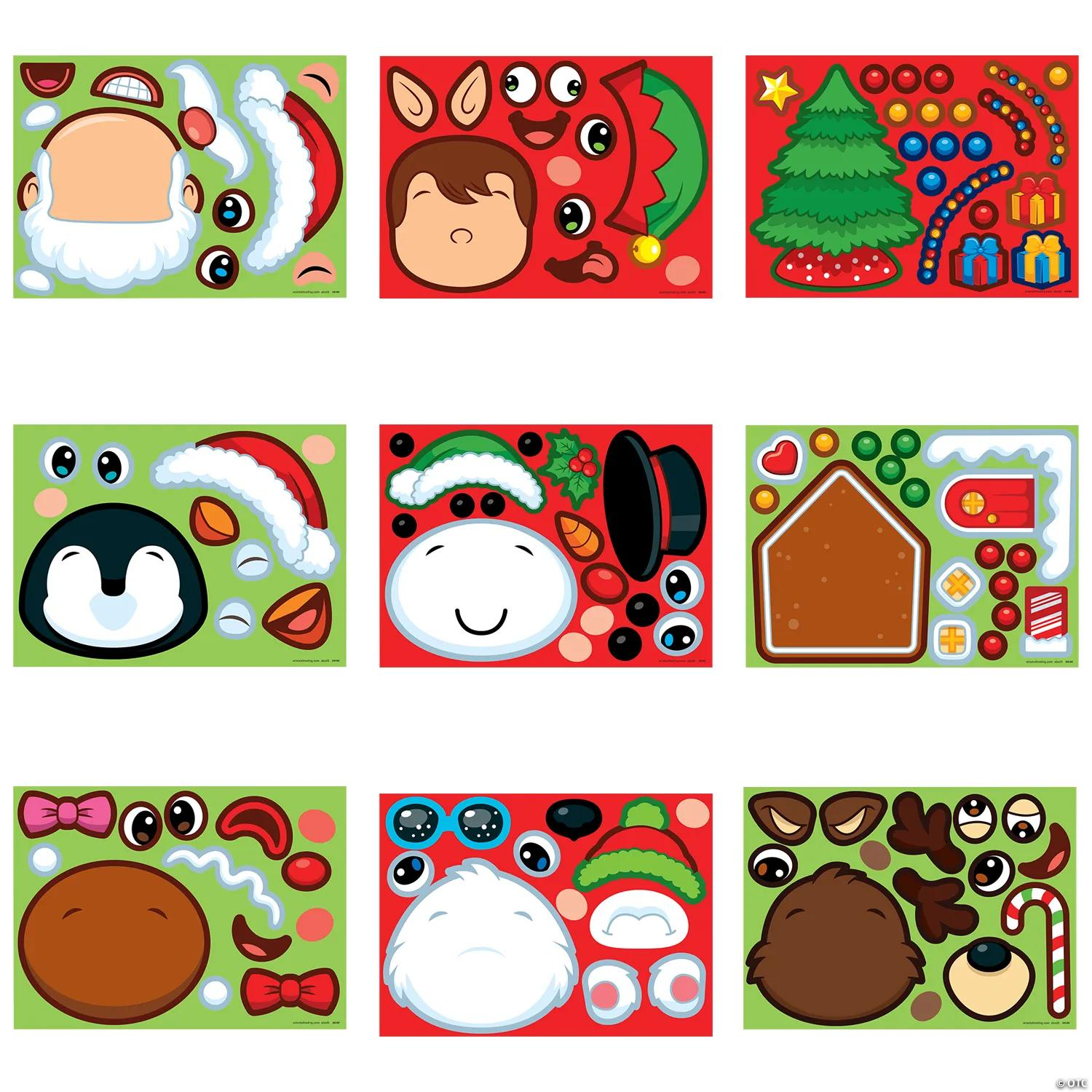 BULK Christmas Make-a-Character Sticker Sheets